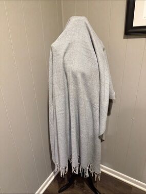 IKEA Light Gray Fringe Throw Blanket - Classic Neutral Layer